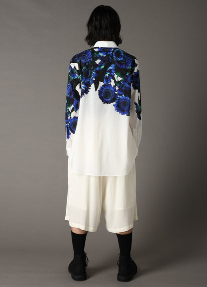 60 LAWN BLUE FLOWER BIG SHIRT