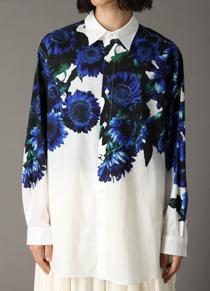 60 LAWN BLUE FLOWER BIG SHIRT