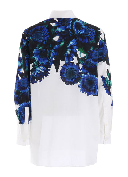 60 LAWN BLUE FLOWER BIG SHIRT