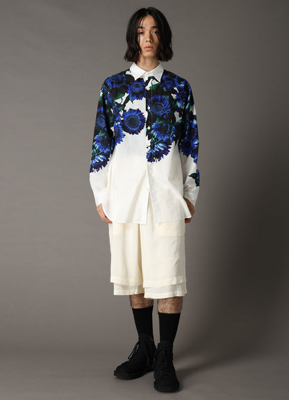 60 LAWN BLUE FLOWER BIG SHIRT