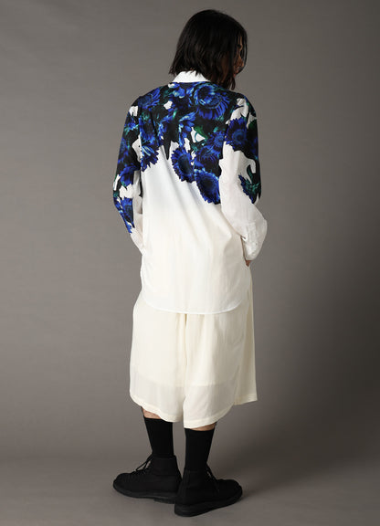 60 LAWN BLUE FLOWER BIG SHIRT