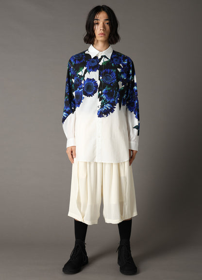 60 LAWN BLUE FLOWER BIG SHIRT