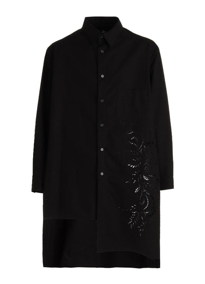 COTTON BROAD BRODERIE LACE SHIRT WITH LEFT DRAPE