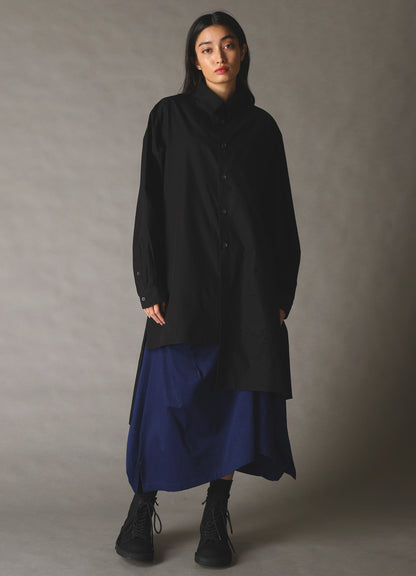 COTTON BROAD BRODERIE LACE SHIRT WITH LEFT DRAPE