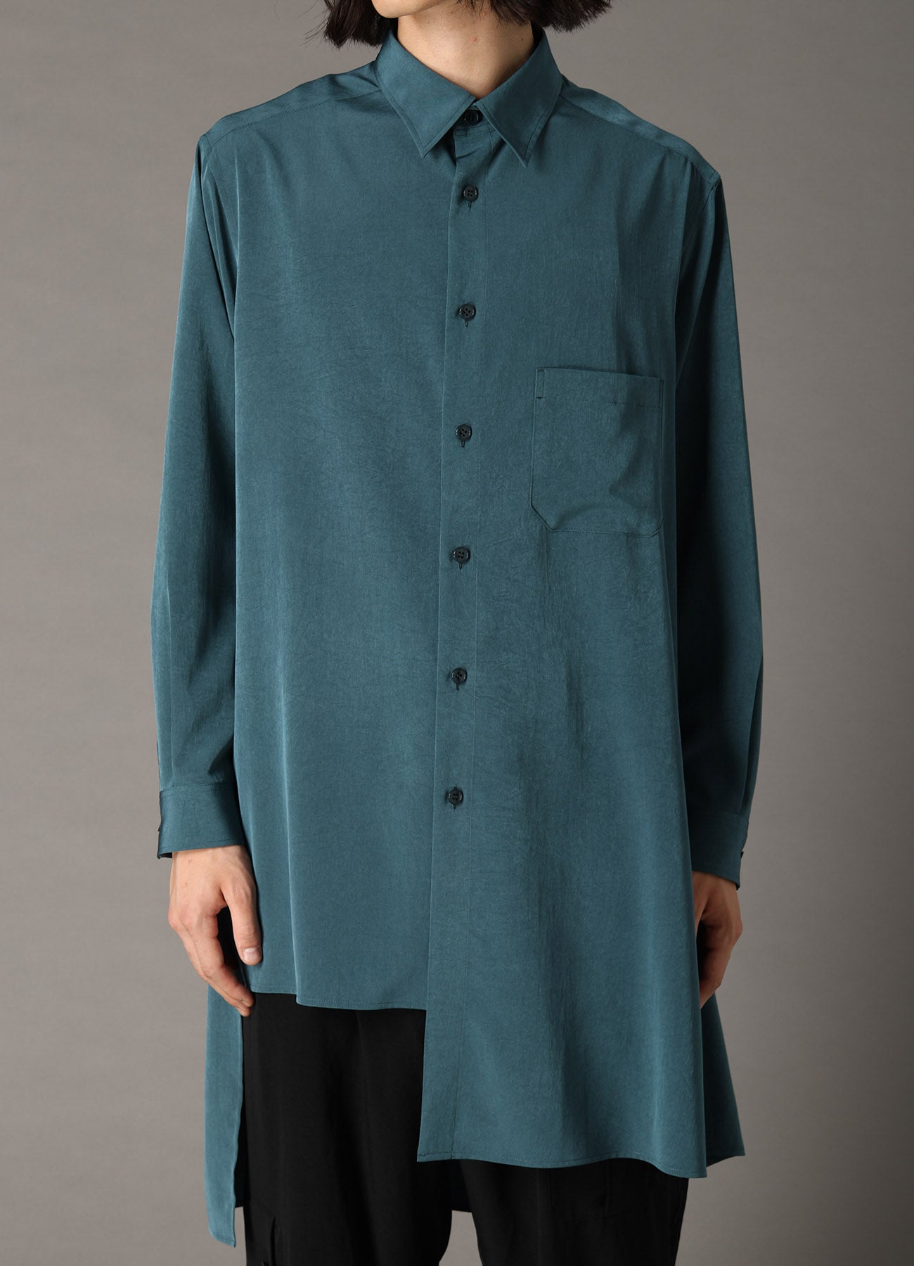 CREPE de CHINE LEFT DRAPE SHIRT – THE SHOP YOHJI YAMAMOTO