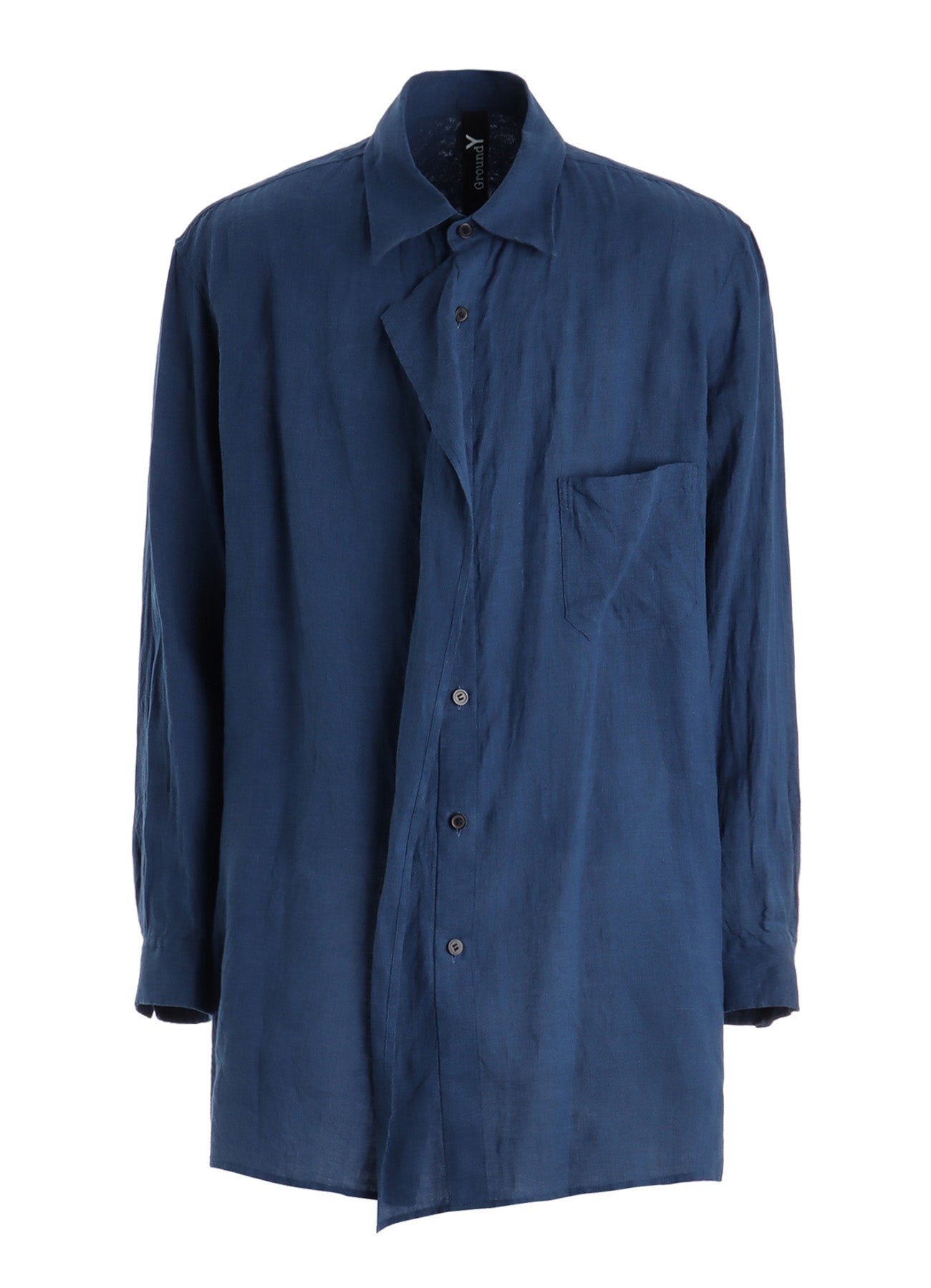 WASHED LINEN CANVAS DRAPE SHIRT