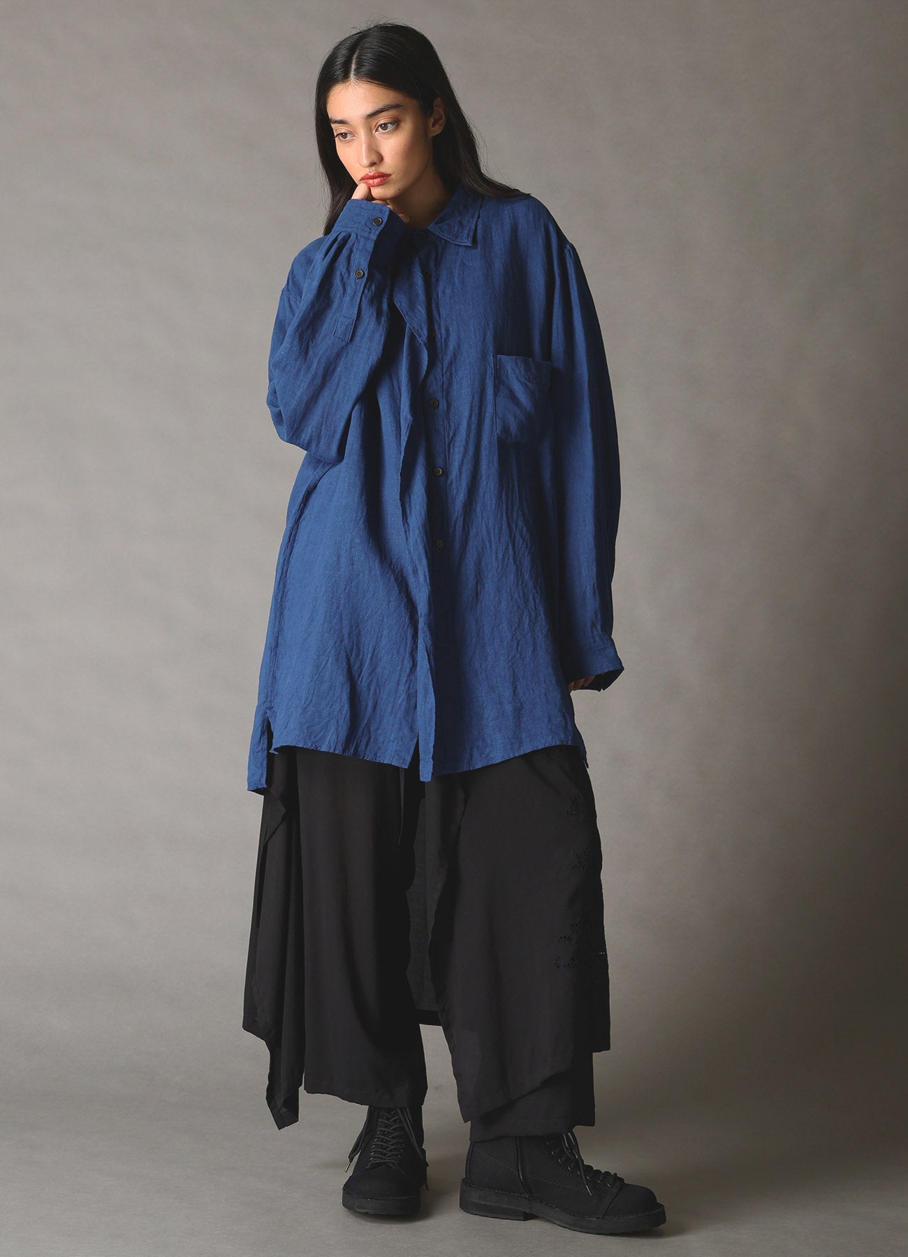 WASHED LINEN CANVAS DRAPE SHIRT – THE SHOP YOHJI YAMAMOTO