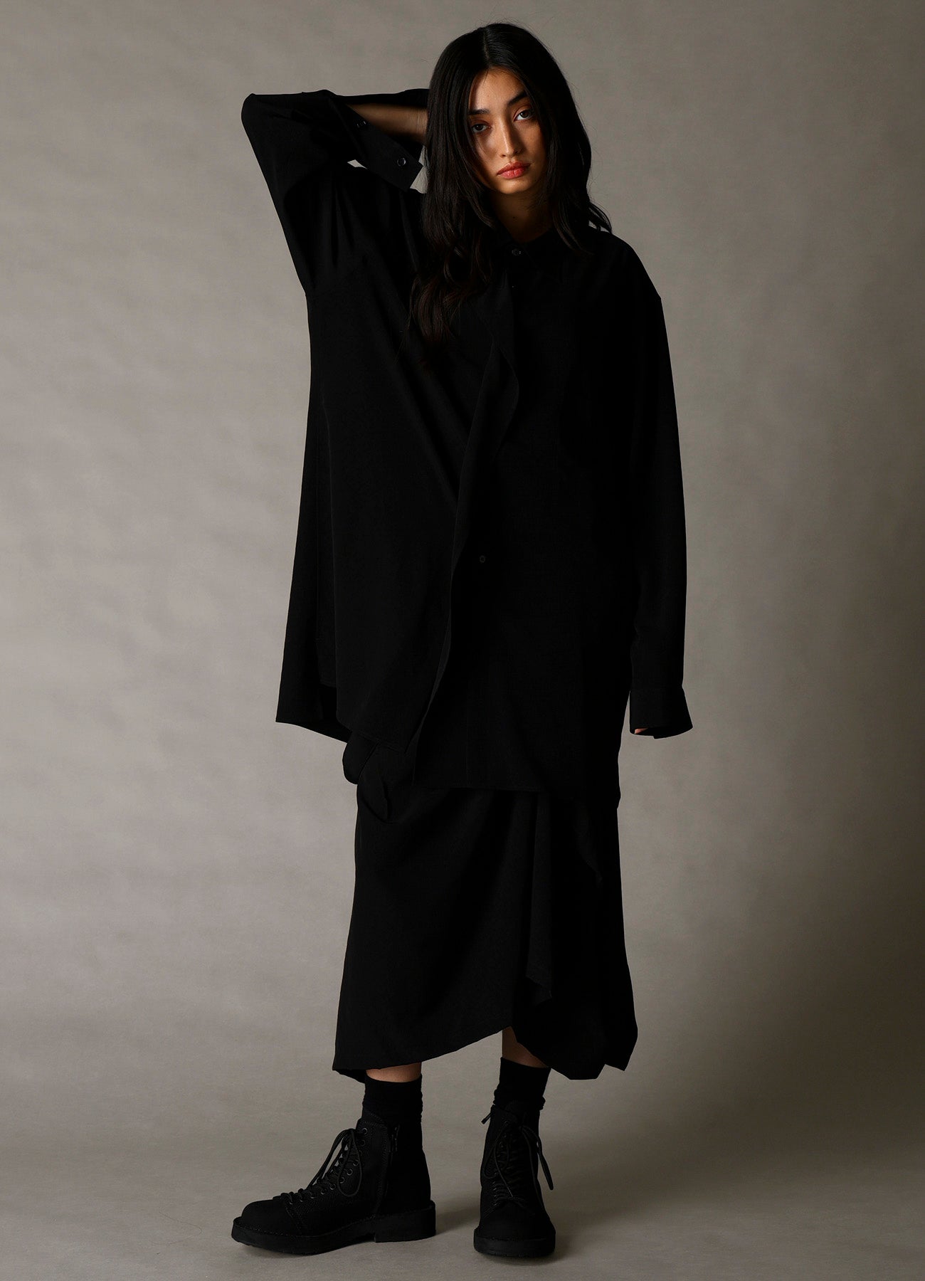 CREPE de CHINE DRAPE SHIRT