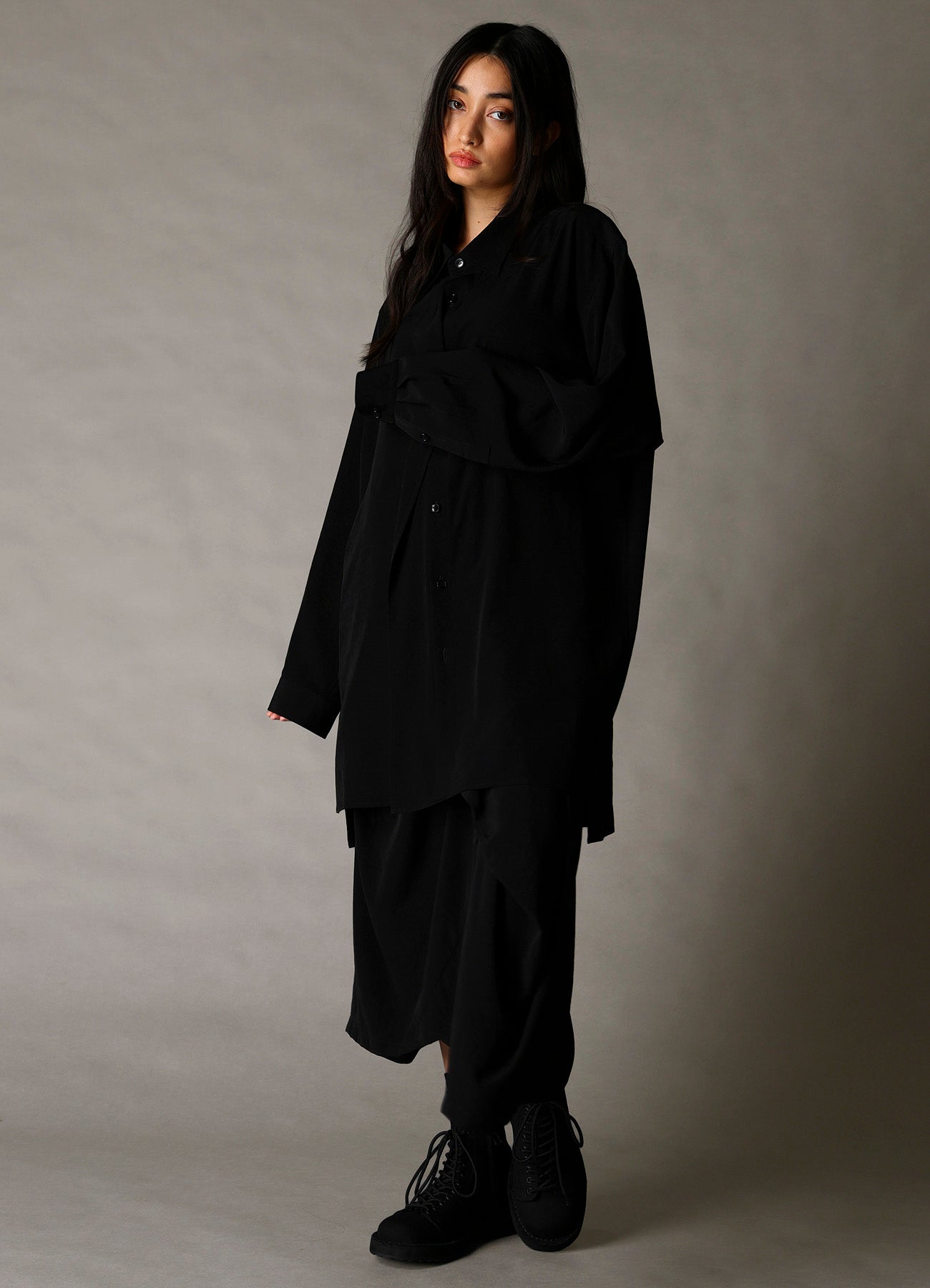 シャツ yohji yamamoto pullover drape shirt CREPE de CHINE DRAPE SHIRT – THE SHOP YOHJI YAMAMOTO