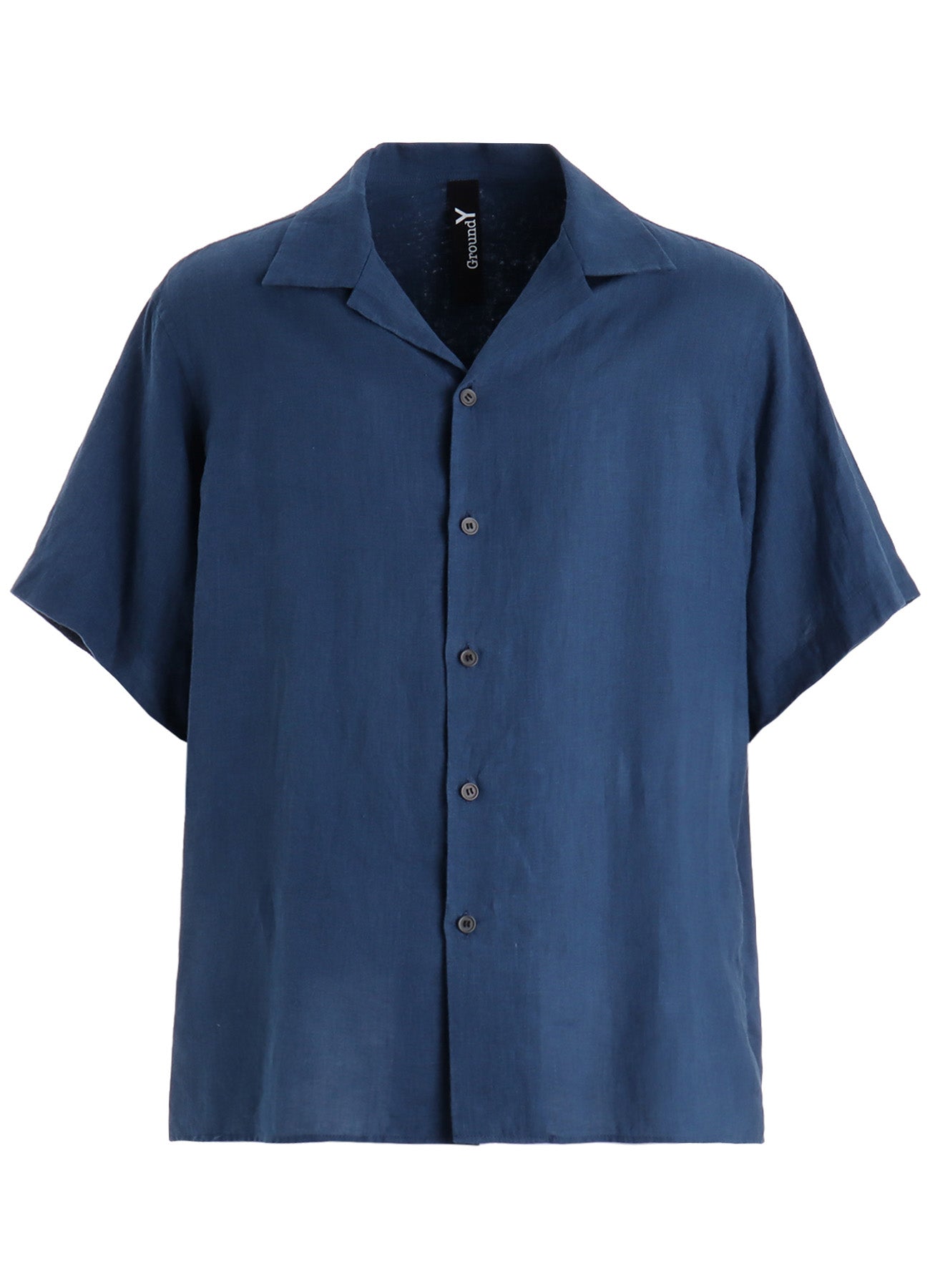 WASHED LINEN CANVAS OPEN COLLAR SHIRT