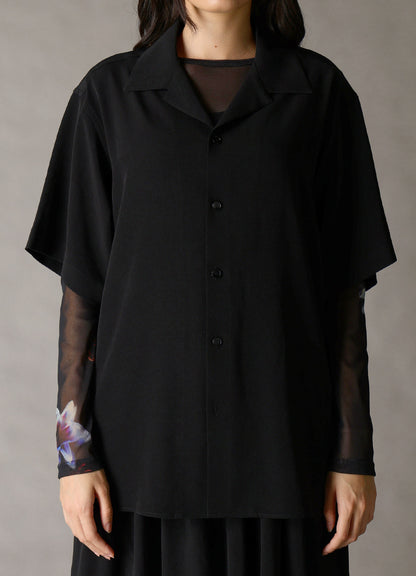 CREPE de CHINE OPEN COLLAR SHIRT
