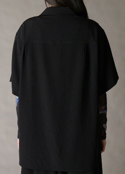 CREPE de CHINE OPEN COLLAR SHIRT