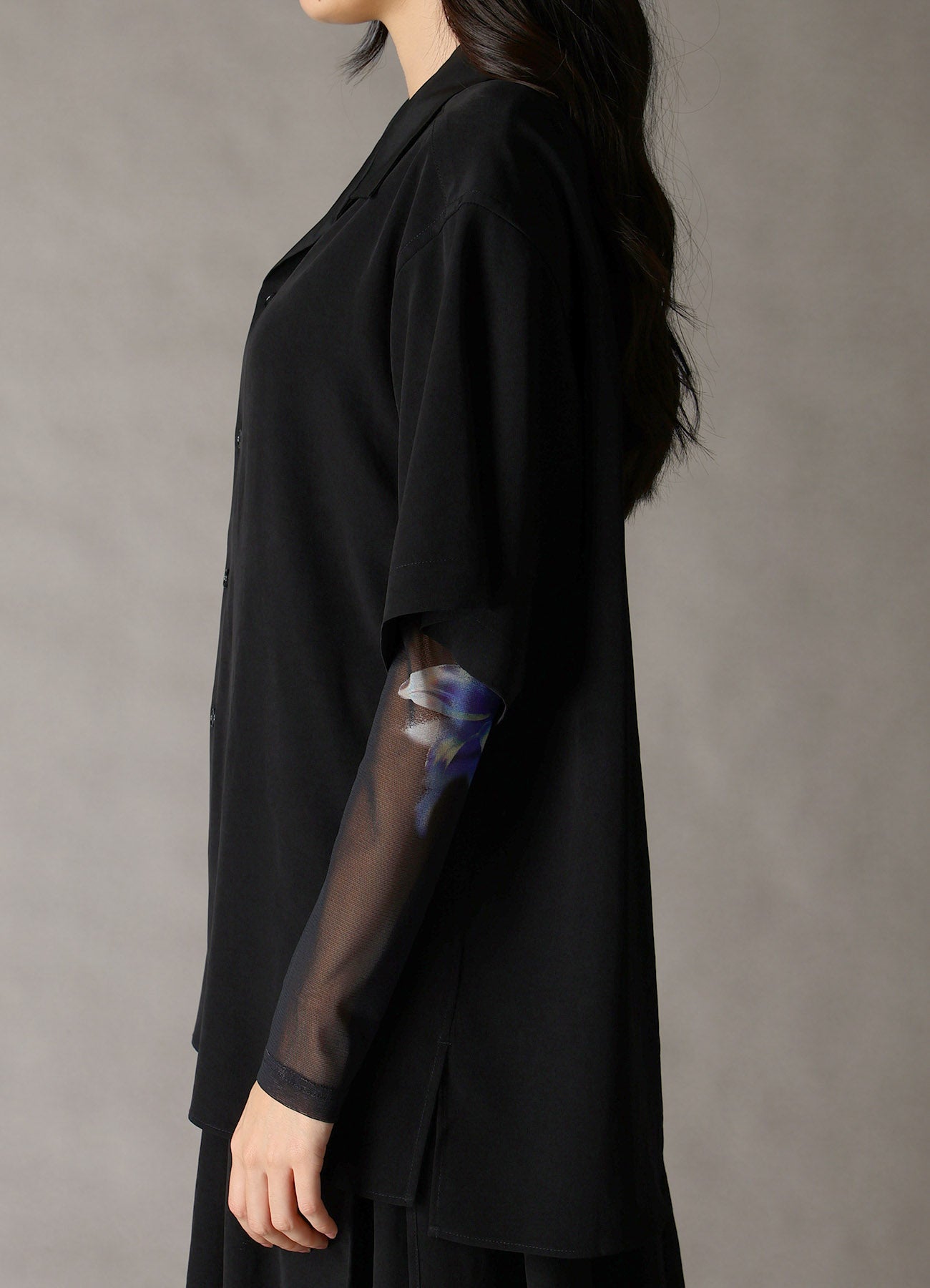 CREPE de CHINE OPEN COLLAR SHIRT