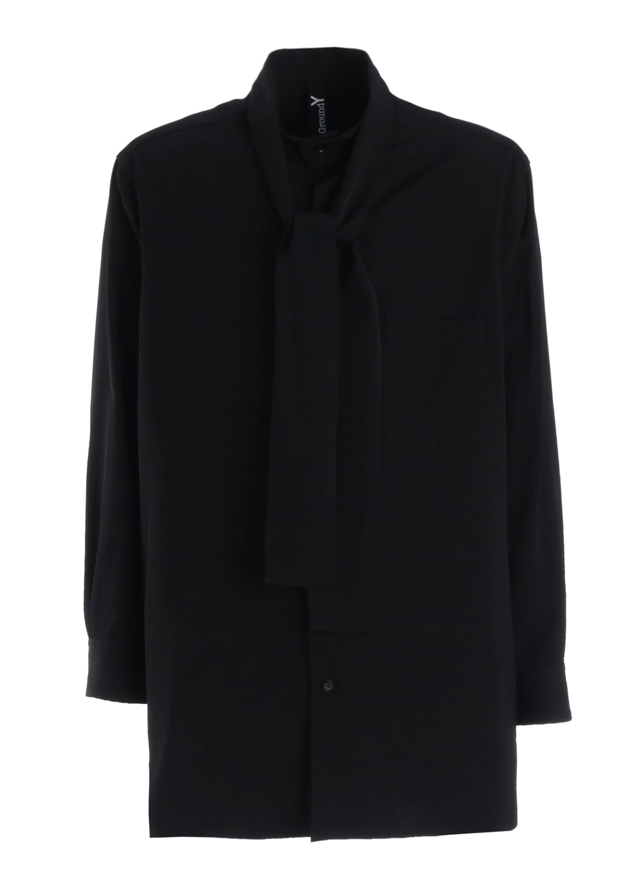 WOOL GABARDINE BOW COLLAR SHIRT