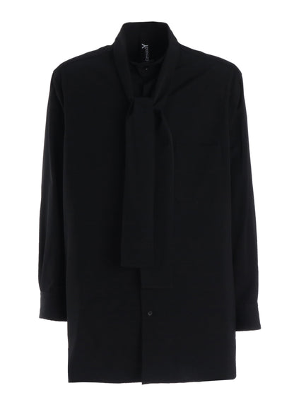 WOOL GABARDINE BOW COLLAR SHIRT