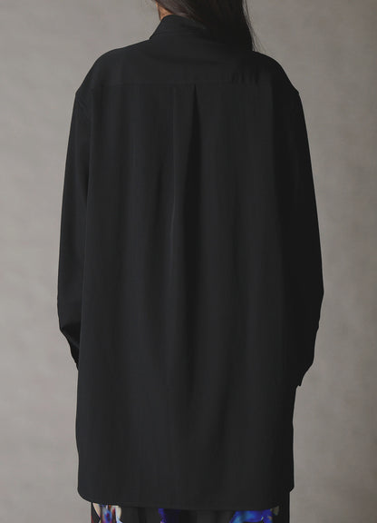 WOOL GABARDINE BOW COLLAR SHIRT