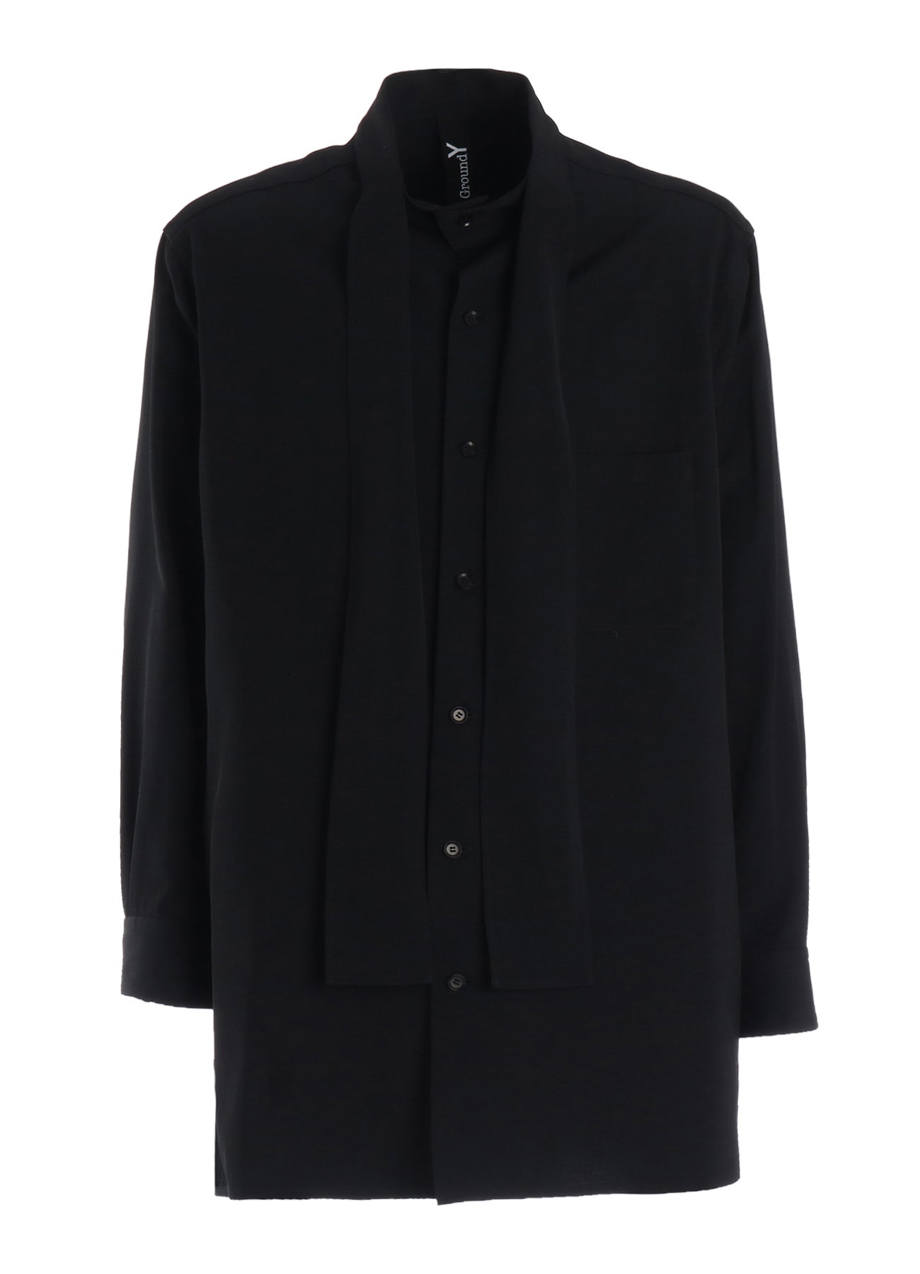 WOOL GABARDINE BOW COLLAR SHIRT