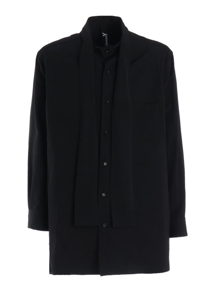 WOOL GABARDINE BOW COLLAR SHIRT