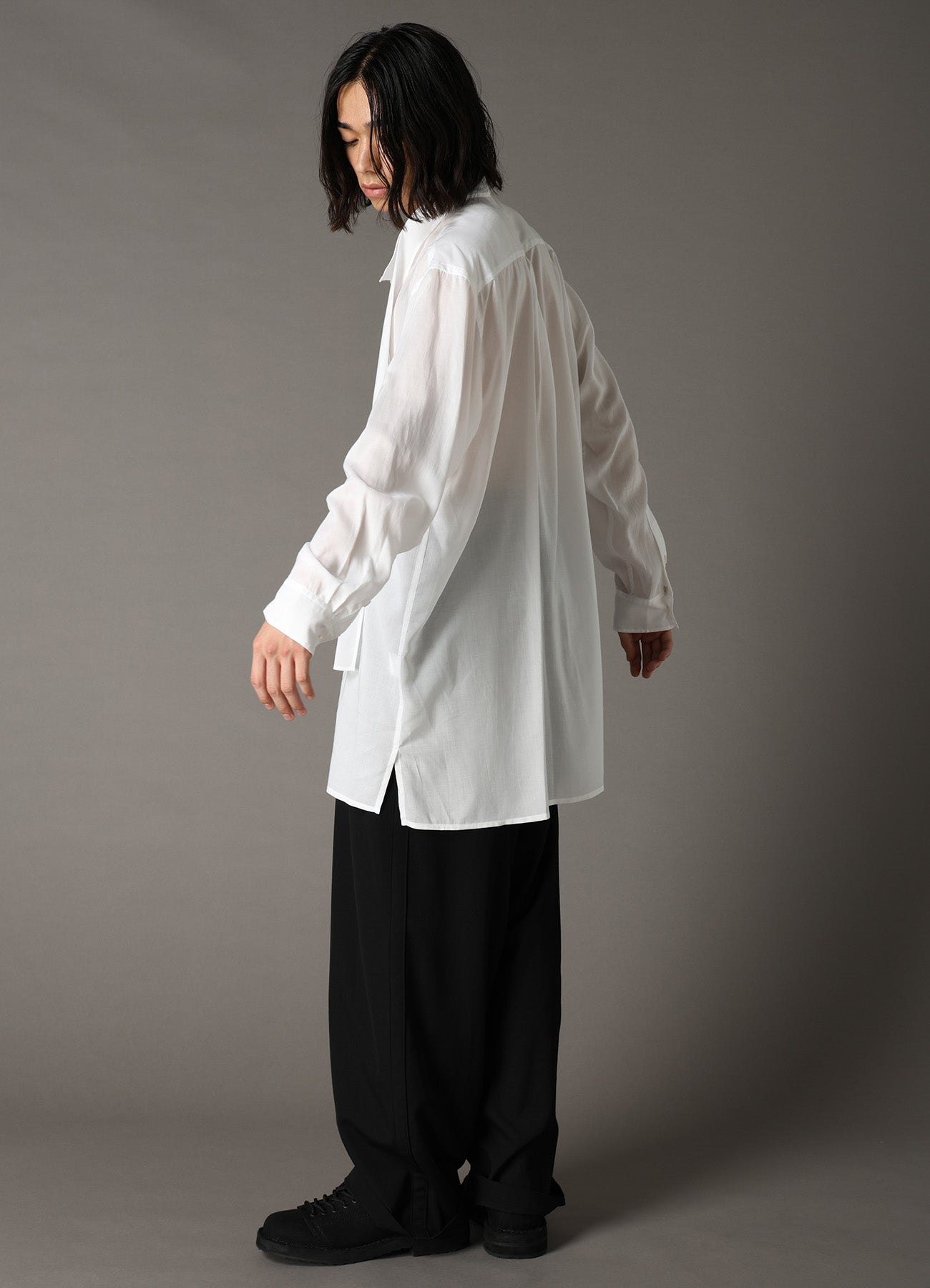CELLULOSE LAWN BOW-TIE COLLAR SHIRT