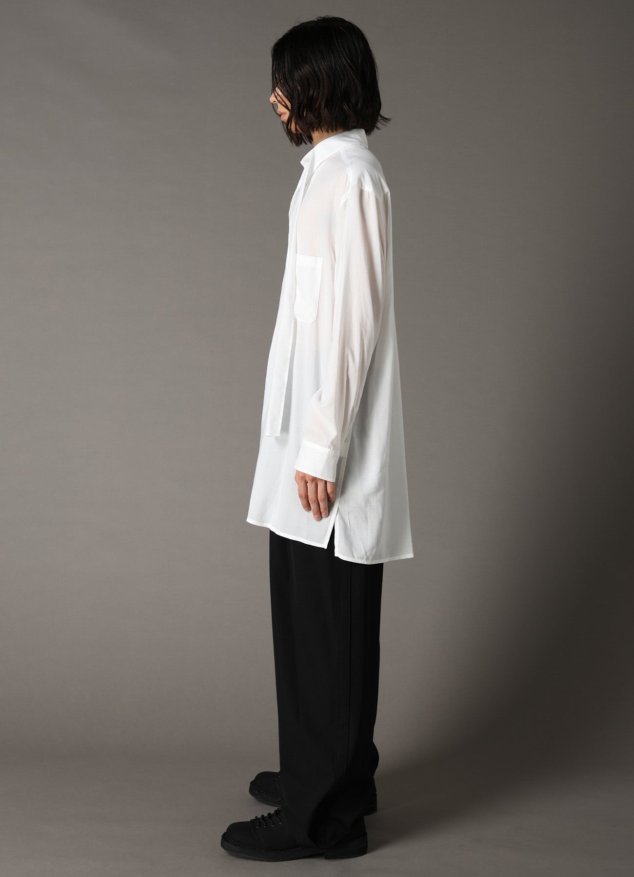 CELLULOSE LAWN BOW-TIE COLLAR SHIRT