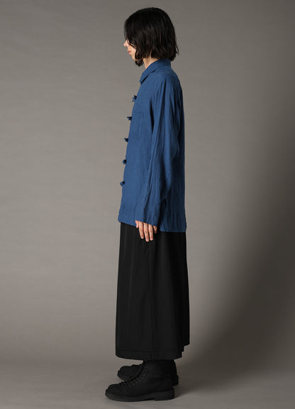 WASHED LINEN CANVAS SHAKA BUTTON SHIRT