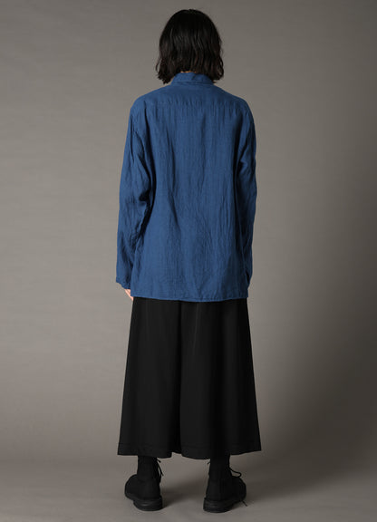 WASHED LINEN CANVAS SHAKA BUTTON SHIRT