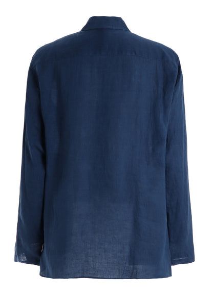 WASHED LINEN CANVAS SHAKA BUTTON SHIRT