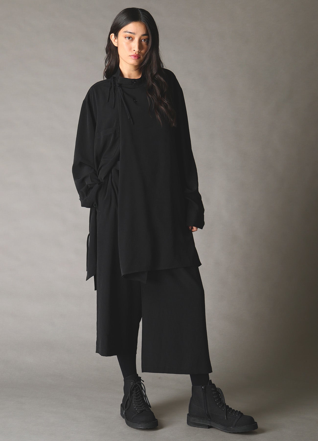 CREPE de CHINE STAND COLLAR CHINA SHIRT