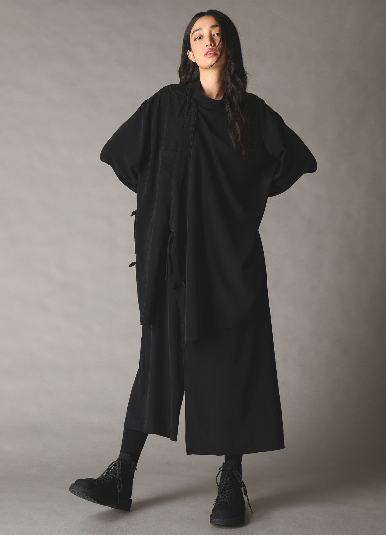 トップス Yohji Yamamoto china design size 2 Yohji Yamamoto POUR HOMME Clip Printed Chinese Shirt Jacket Black
