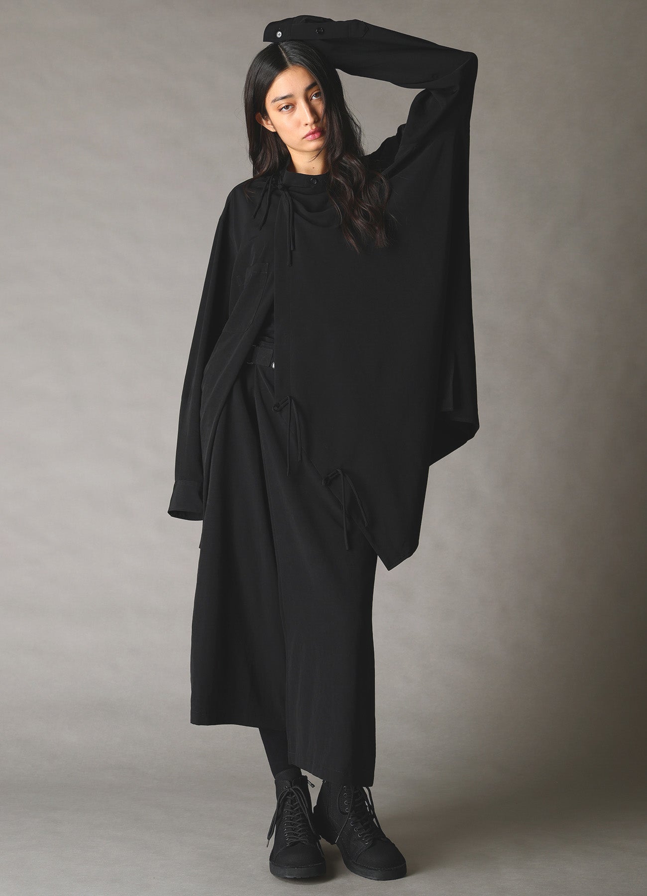 CREPE de CHINE STAND COLLAR CHINA SHIRT