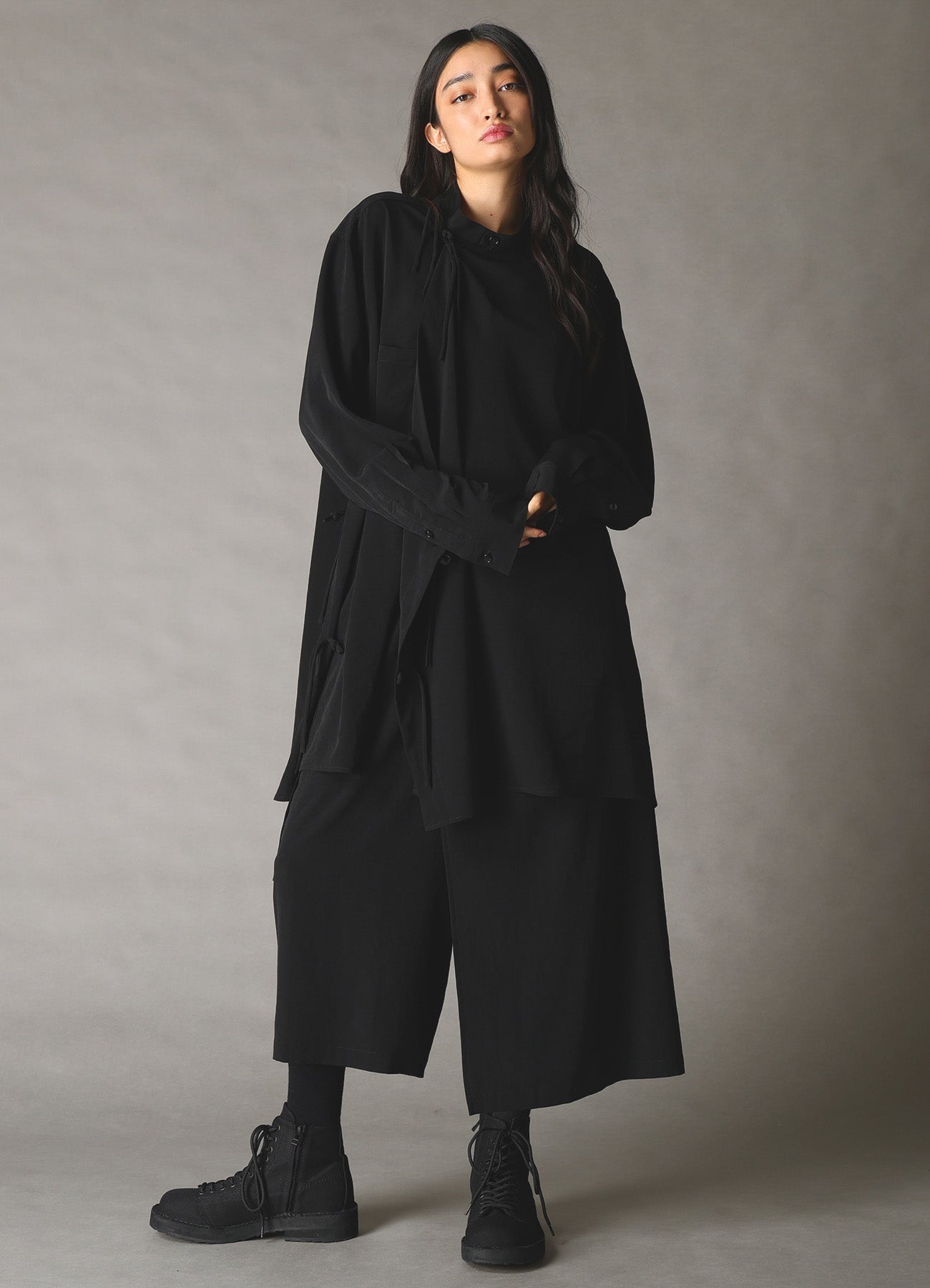 CREPE de CHINE STAND COLLAR CHINA SHIRT