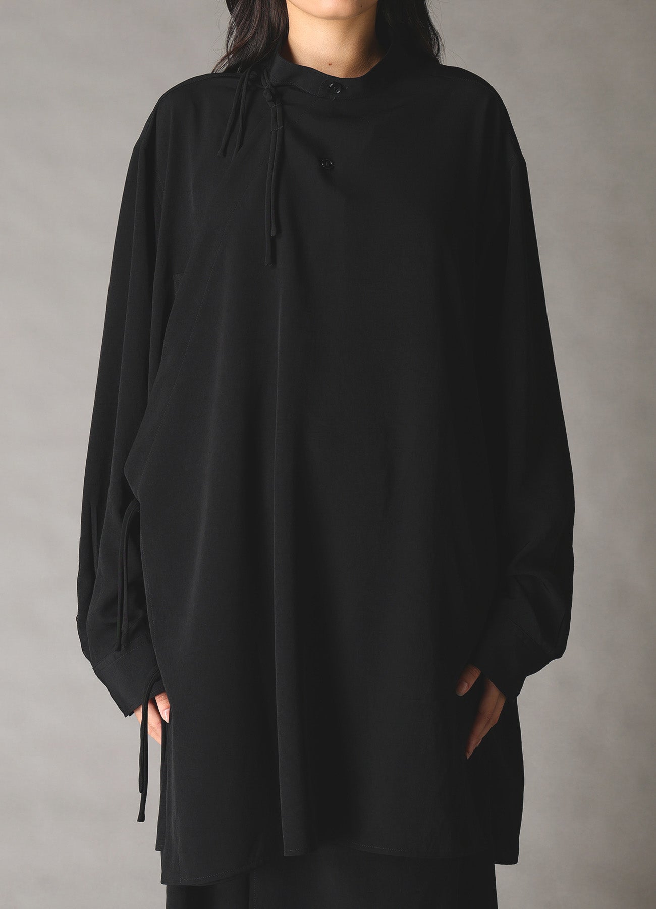 CREPE de CHINE STAND COLLAR CHINA SHIRT