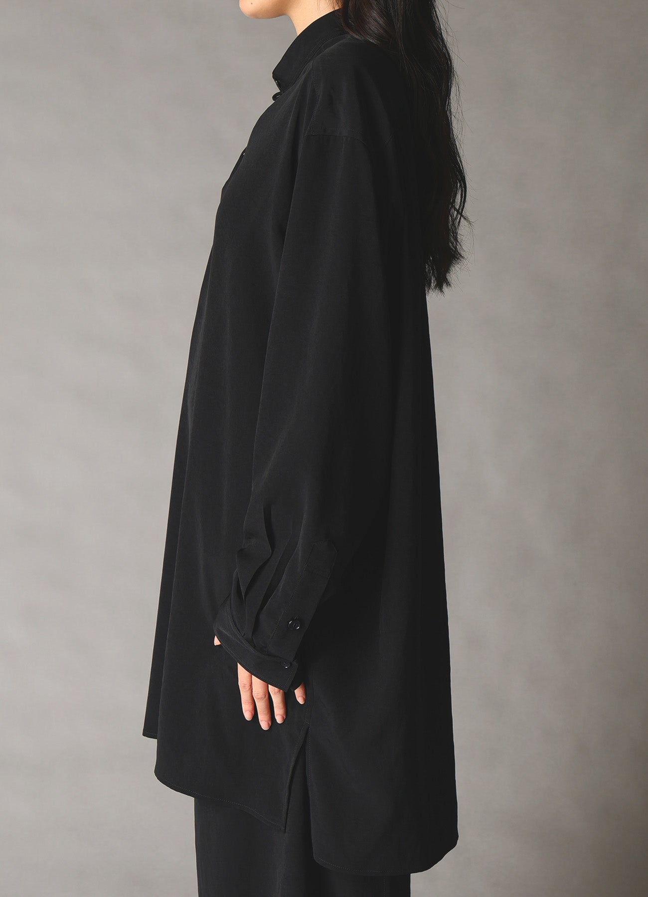 CREPE de CHINE STAND COLLAR CHINA SHIRT