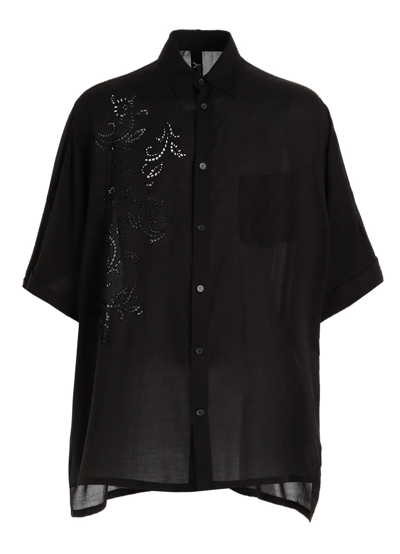 CELLULOSE LAWN BRODERIE FRONT DOLMAN SHORT-SLEEVE SHIRT – THE SHOP
