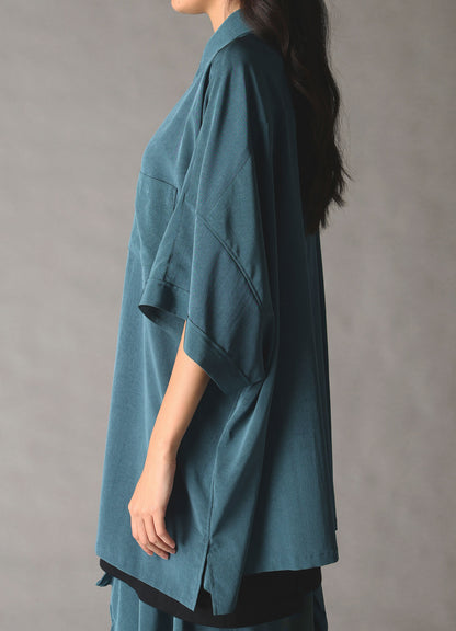 CREPE de CHINE FRONT DOLMAN BIG SHIRT