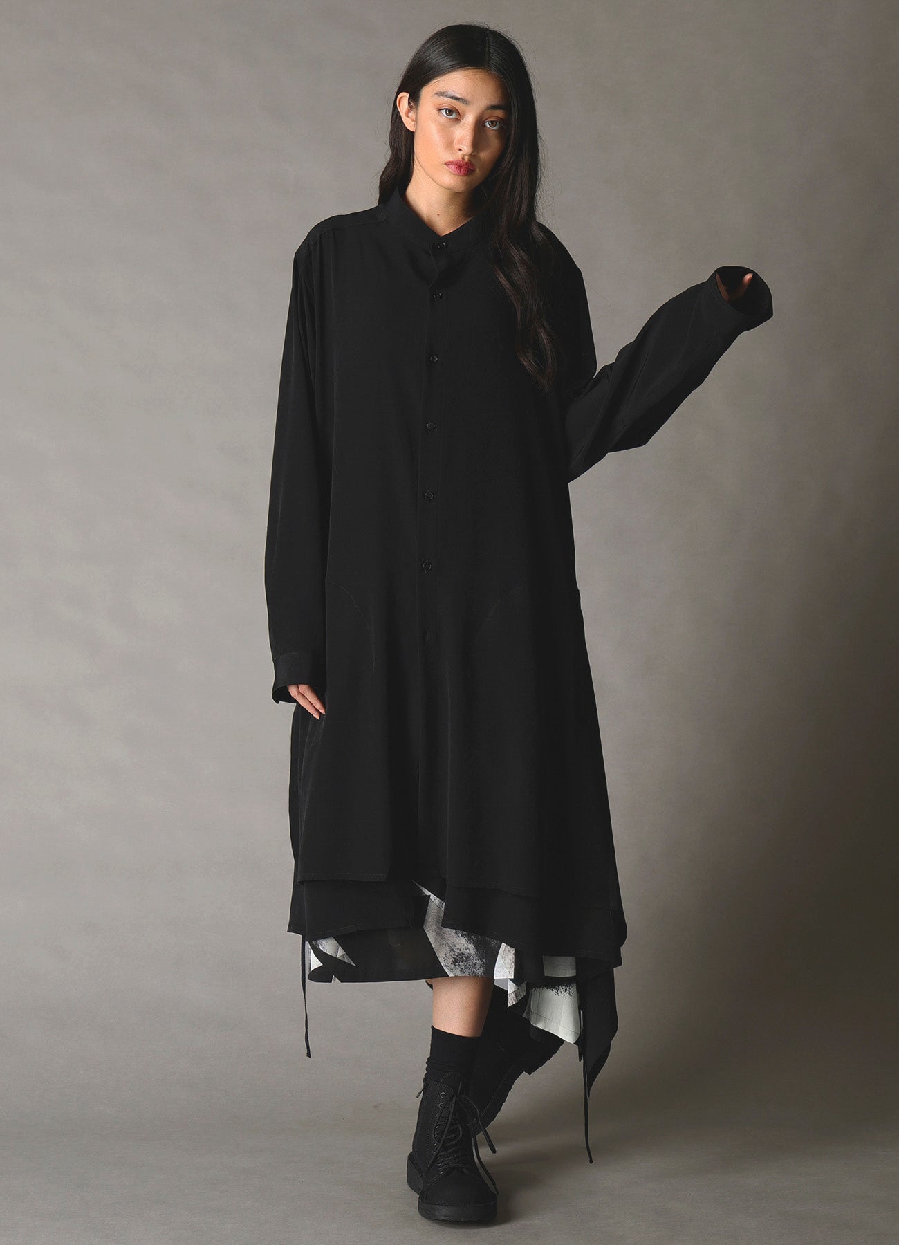 CREPE de CHINE POCKET BAGS BIG SHIRT