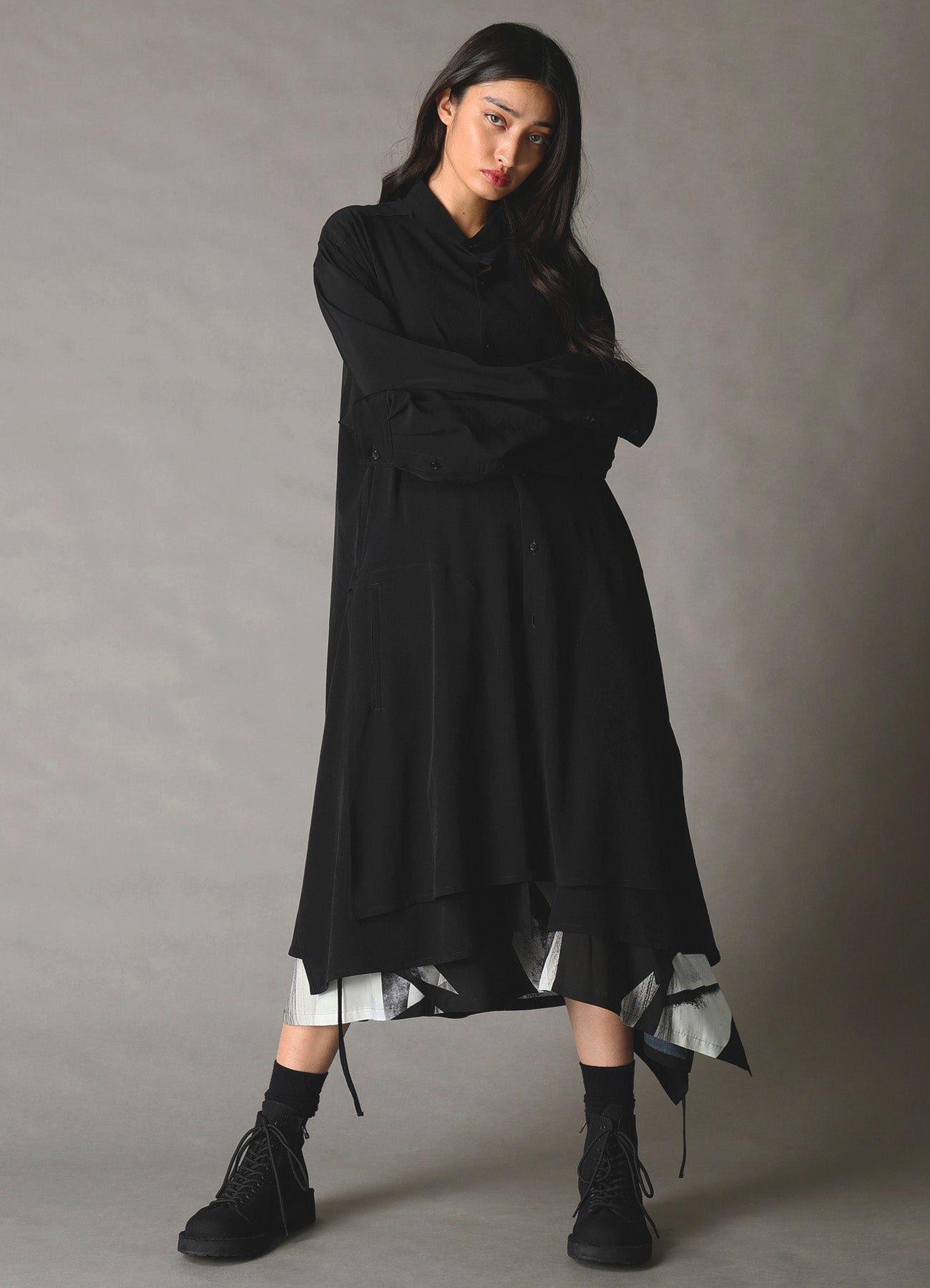 CREPE de CHINE POCKET BAGS BIG SHIRT