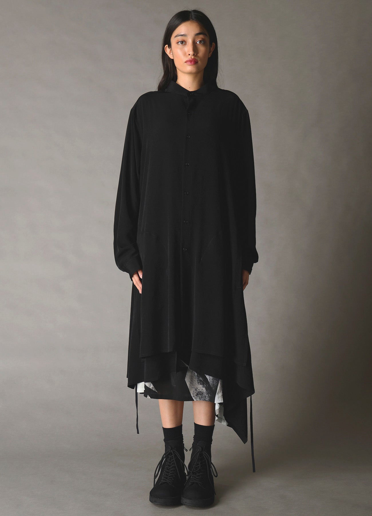 CREPE de CHINE POCKET BAGS BIG SHIRT