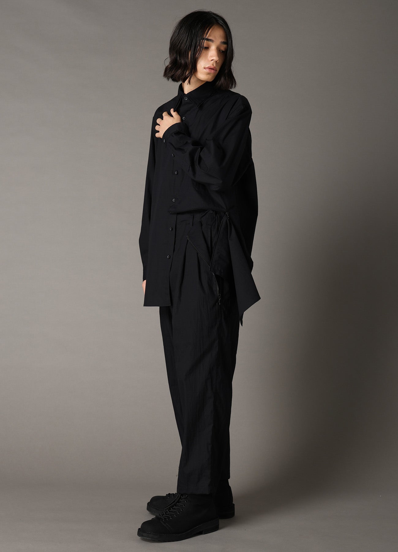 DOUBLE COLLAR BROAD SHIRT WITH ZIPPER SWITCH – THE SHOP YOHJI YAMAMOTO