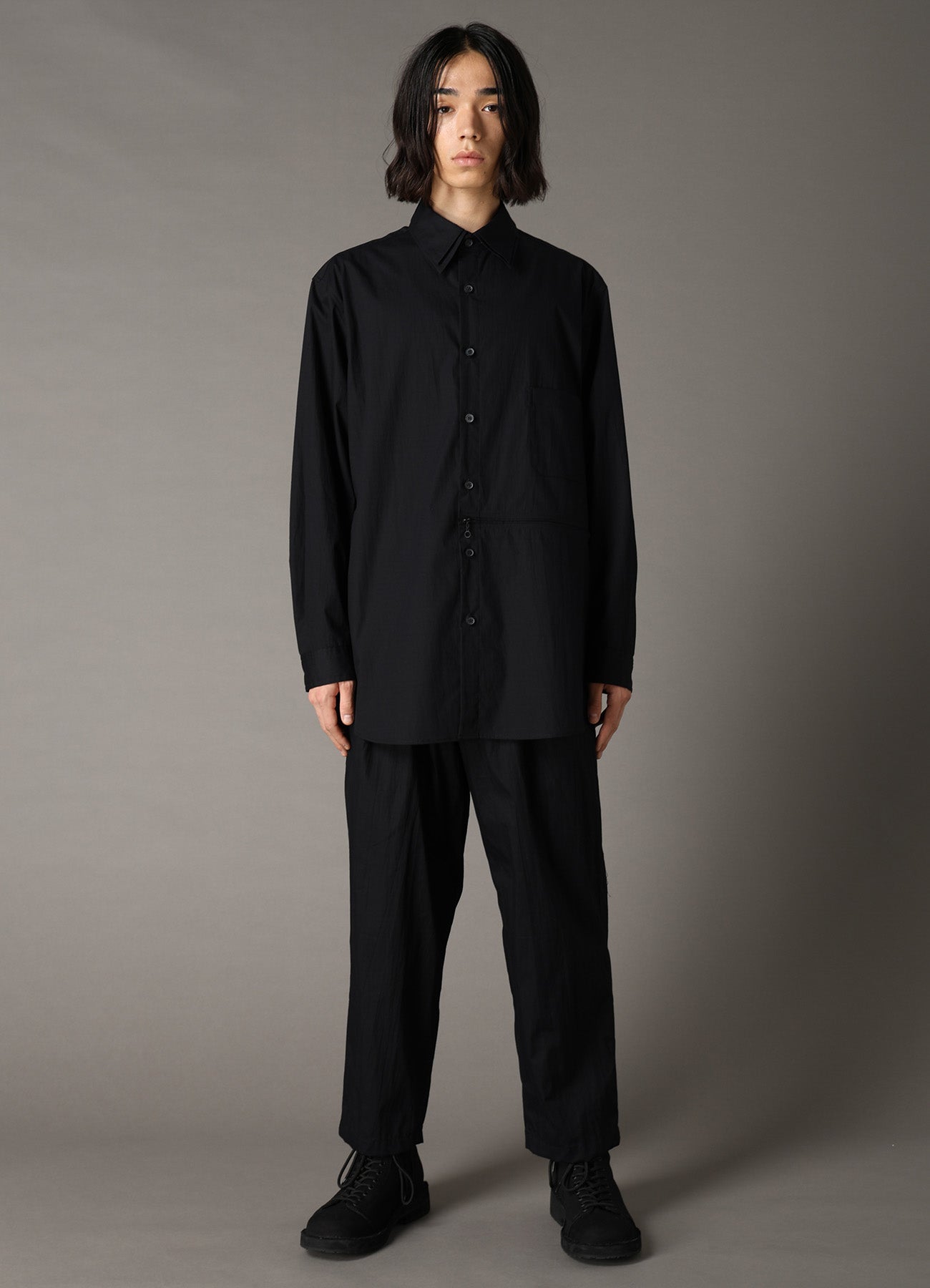DOUBLE COLLAR BROAD SHIRT WITH ZIPPER SWITCH – THE SHOP YOHJI YAMAMOTO