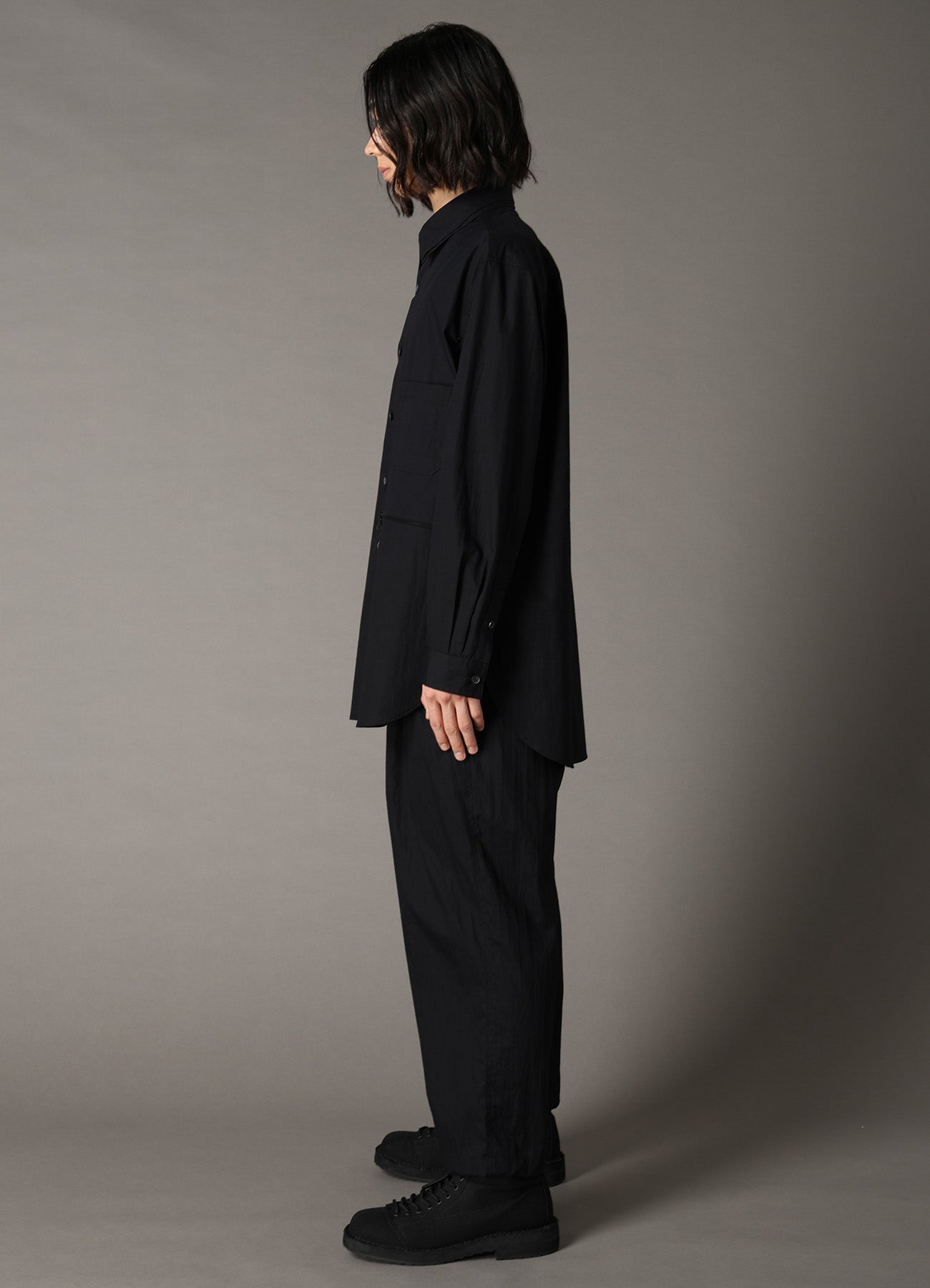 DOUBLE COLLAR BROAD SHIRT WITH ZIPPER SWITCH