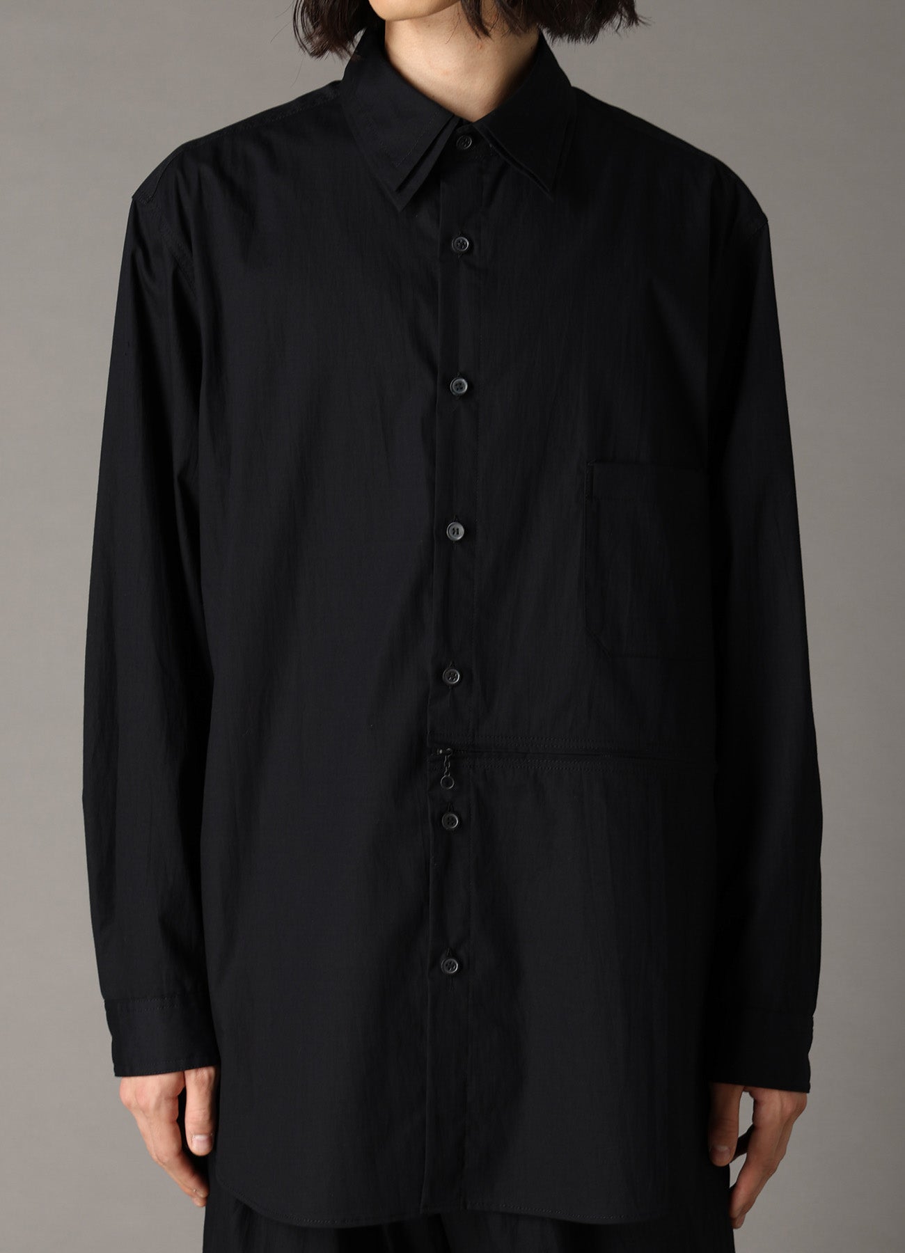 DOUBLE COLLAR BROAD SHIRT WITH ZIPPER SWITCH – THE SHOP YOHJI YAMAMOTO
