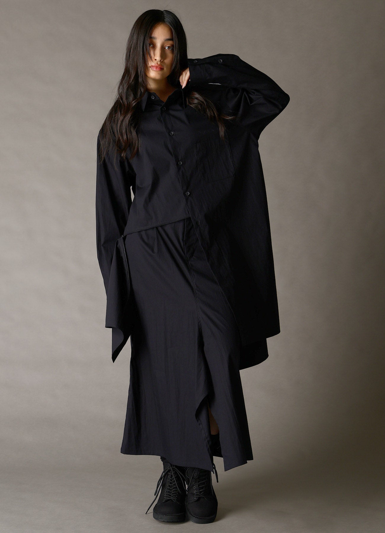 LEFT DRAPE BROAD SHIRT