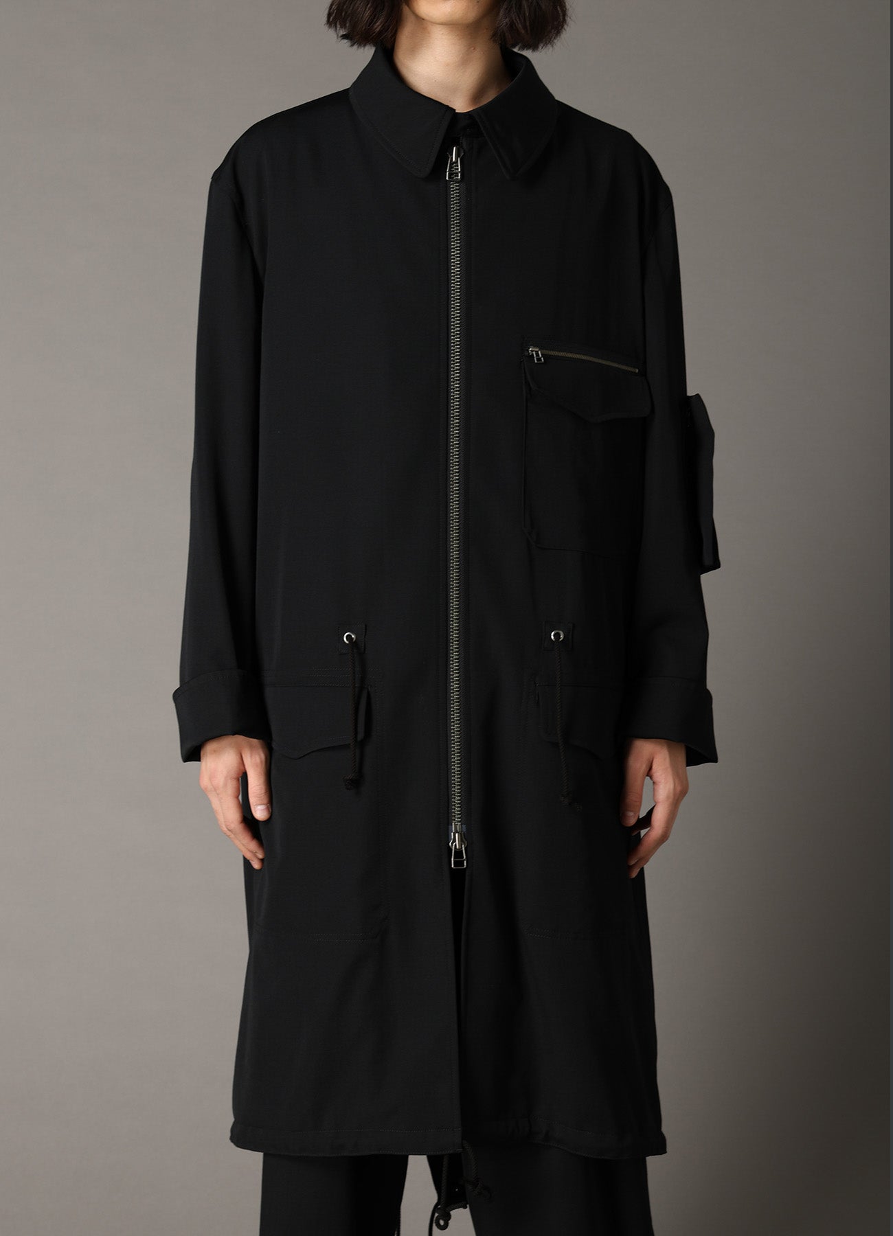 WOOL GABARDINE STAND COLLAR MODS COAT