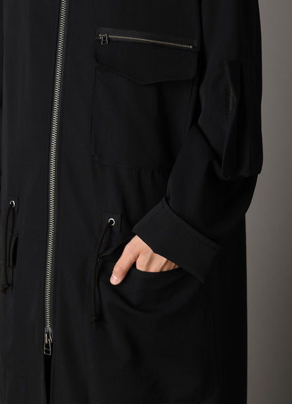 WOOL GABARDINE STAND COLLAR MODS COAT