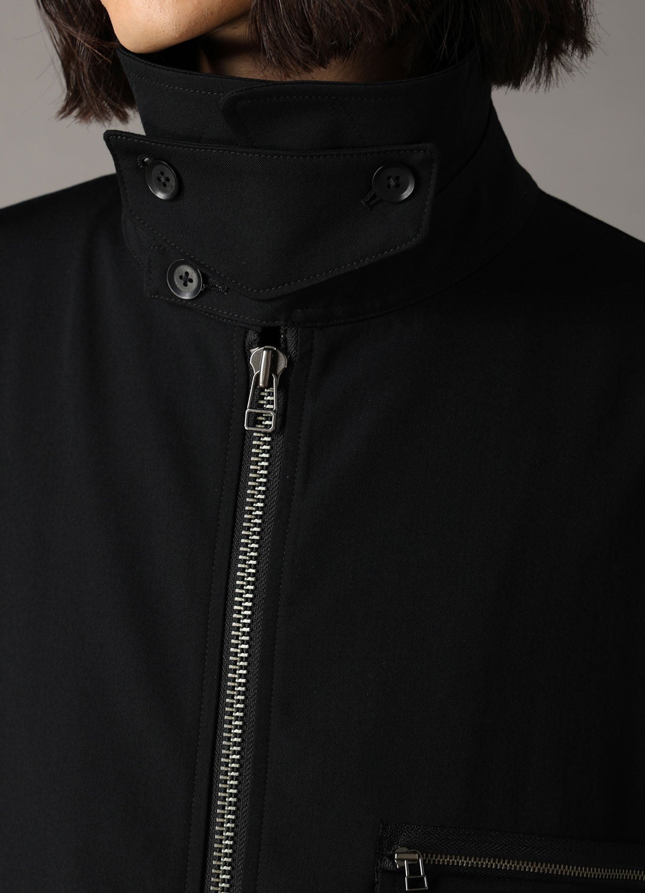 WOOL GABARDINE STAND COLLAR MODS COAT