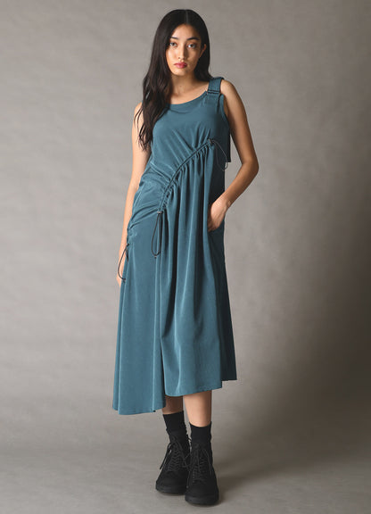 CREPE de CHINE ASYMMETRY DRAWCORD DRESS