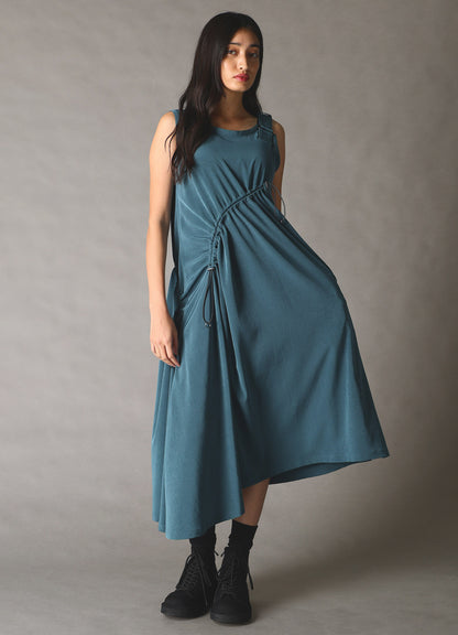 CREPE de CHINE ASYMMETRY DRAWCORD DRESS