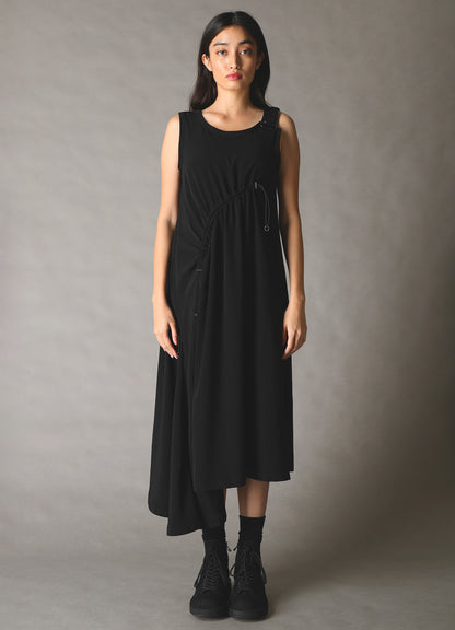 CREPE de CHINE ASYMMETRY DRAWCORD DRESS