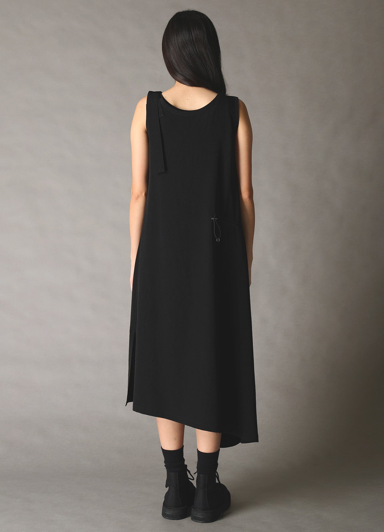 CREPE de CHINE ASYMMETRY DRAWCORD DRESS – THE SHOP YOHJI YAMAMOTO